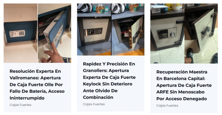 Mosaico de aperturas logradas de las marcas Olle, Keylock y Arfe mediante técnica de manipulación sin rastro en Vallromanes, Granollers y Barcelona.
