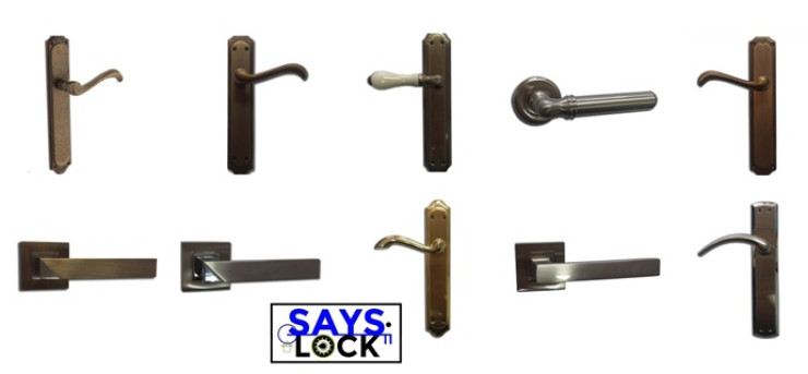 Catálogo de manillas Herrajes Ramos distribuidas por Cerrajería Says-Lock: modelos rústicos en bronce y modernos en níquel satinado